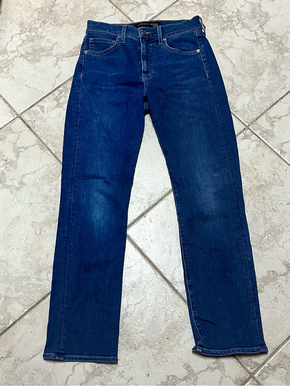 Veronica Beard Ryleigh Slim Straight High Rise Jeans Seas The Moment Size 26 - Picture 2 of 8